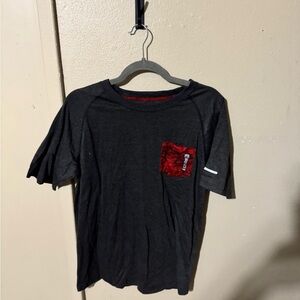Black T-Shirt with Red Pocket